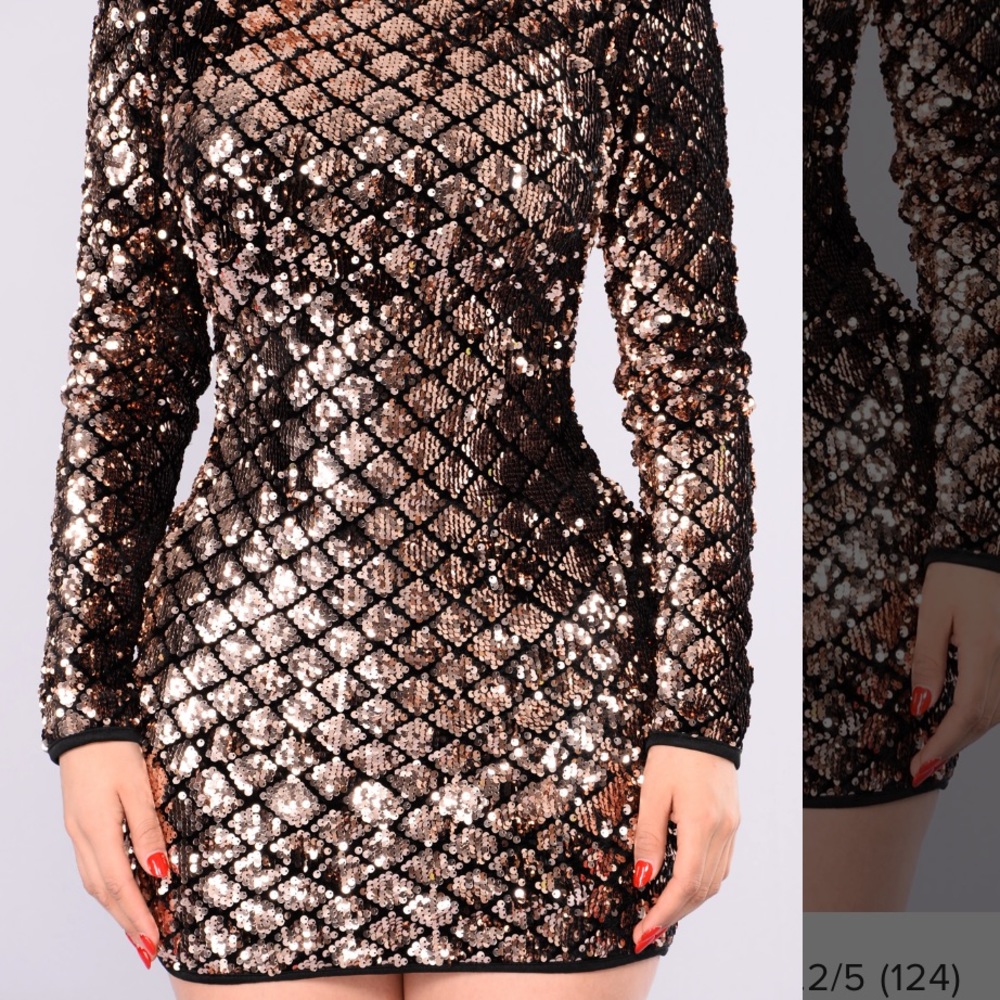 Rose Gold Diamond Seqiun Bodycon Dress NWT